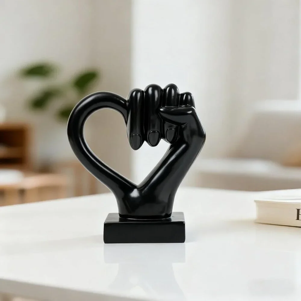 Eclectic Heart Hand Sculpture Love Peace Sign Grasping Gesture Statue Home Décor